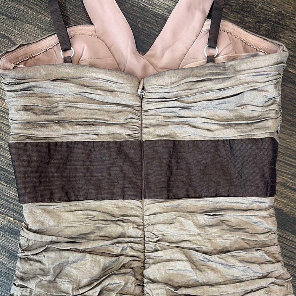 Elegant Ruched Dress in Taupe and Brown by BCBG Maxazria (size 0) - Picture 5 of 5